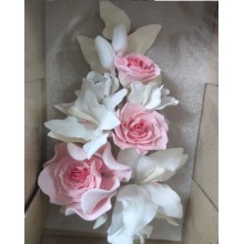 Цветы из мастики "Орхидея с розовой розой"